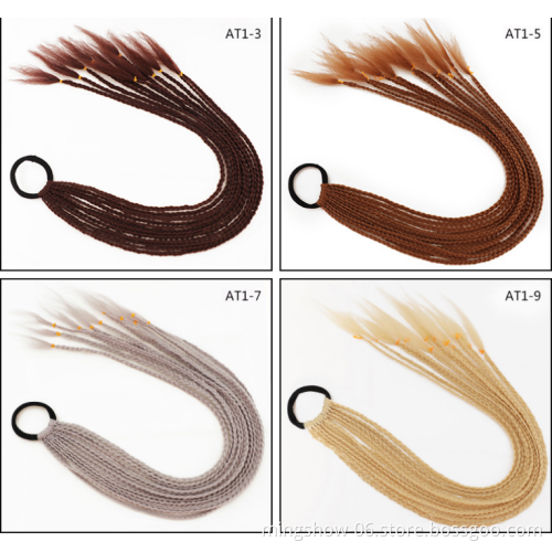 2021 New Ombre Long Ponytail Wig With Rubber Band Hair Ring Chignon Crochet Braid Hair Rainbow Synthetic Hair Extension